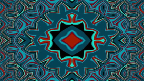 Looped linear and shape animation in kaleidoscope color and moving mandala Stock Footage 207032115