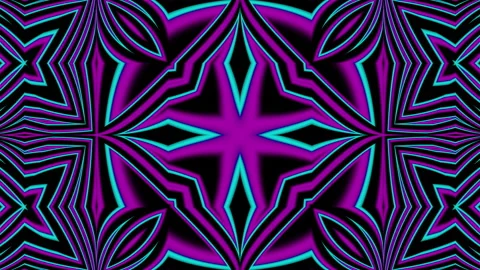 Looped linear and shape animation in kaleidoscope color and moving mandala Stock Footage 207340952