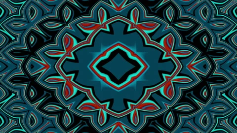 Looped linear and shape animation in kaleidoscope color and moving mandala Stock Footage 207341737