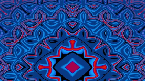 Looped linear and shape animation in kaleidoscope color and moving mandala Stock Footage 207938137