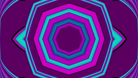 Looped linear and shape animation in kaleidoscope color and moving mandala Stock Footage 208870327