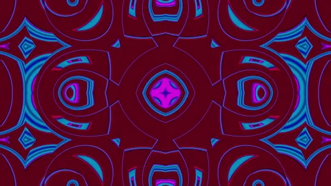 Looped linear and shape animation in kaleidoscope color and moving mandala Stock Footage 208870332