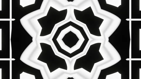 A looped linear and shape animation in black in the form of a kaleidoscope Stock Footage 212027855