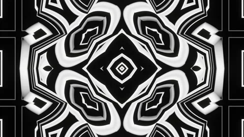 A looped linear and shape animation in black in the form of a kaleidoscope Stock Footage 212027927