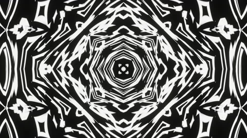 A looped linear and shape animation in black in the form of a kaleidoscope Stock Footage 212027936