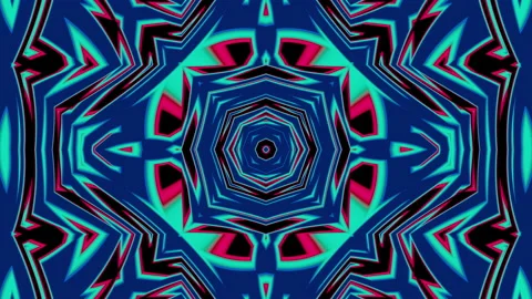 Looped linear and shape animation in kaleidoscope color and moving mandala Stock Footage 212029272