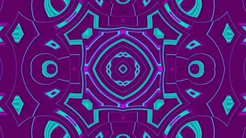 Looped linear and shape animation in kaleidoscope color and moving mandala Stock Footage 212032011