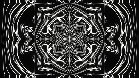 A looped linear animation in black and white in the form of a kaleidoscope Stock Footage 205002219