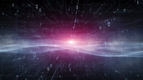 Looped metaverse cyber space with binary numbers animation Stock Footage 338406329