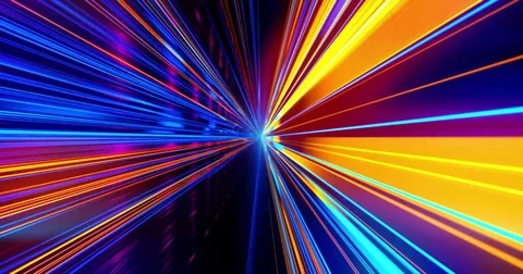 Looped Motion Graphic backdrop. Speed motion on the neon glowing road at dark. Stock Footage 81778241