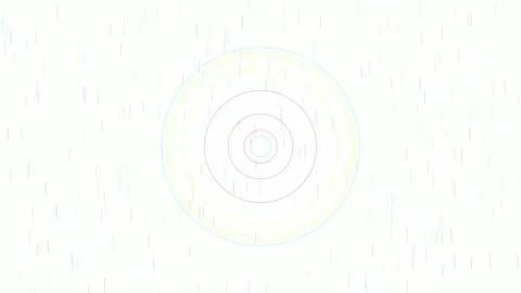 Looped neon bloom waves with bright glowing lines and pulsing center on whit Video stock 309149423