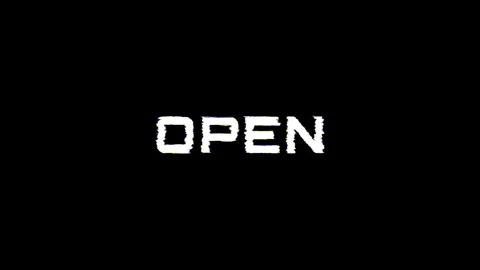 Looped open text typography animation 4k video with glitch effect isolated on bl Stock Footage 295852776