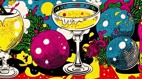 Looped pattern with fabulous colored lights and festive animated glamour Stock Footage 308144216