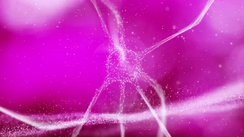 Looped pink colored nerve cell in the artistic brain animation Stock Footage 338306439
