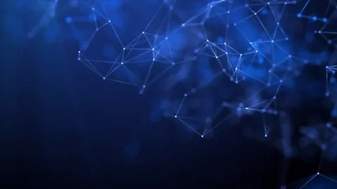 Looped plexus on a blue background. Abstract neon connection of dots and li.. Stock Footage 278545411