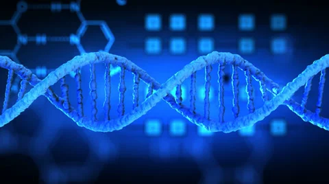 Looped rotating DNA strand, with formula background, seamless loop Stock Footage 33733556