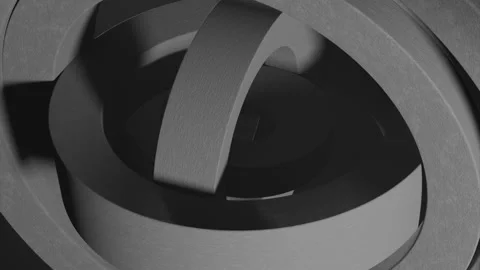 Looped rotation digital background with graphite rings close up Stock Footage 258753050