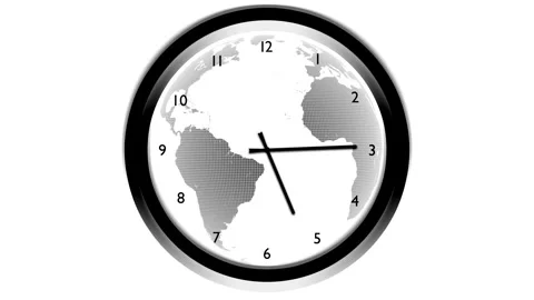 Looped rounded time clock world time animation Stock Footage 338407534