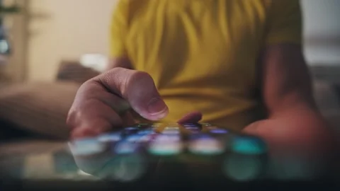 Looped Scene, Man Scrolling To Find Application On Smartphone Screen Stock Footage 339024254