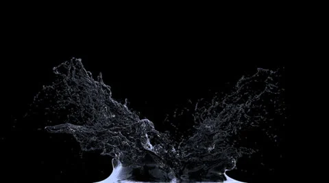 Looped splash of black liquid or oil frozen in time on black Stock Footage 24616280