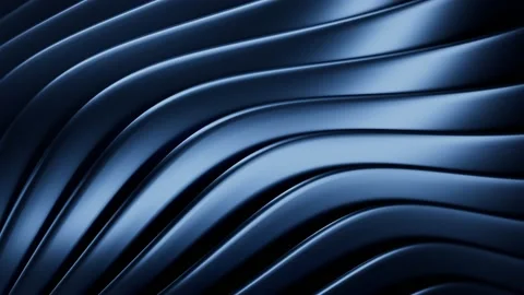 Looped stylish 3D render of elegant abstract shiny reflective metallic waves Stock Footage 236959678