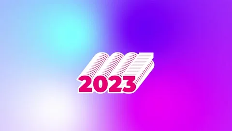 Looped text 4K animation 2023 on a gradient background. Stock Footage 228754911