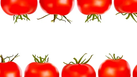 Looped tomatoes on white background with copy space Stock Footage 129740343