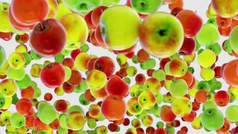 Looped Video of Falling Apples with Alpha Channel. 3D rendering. Stock Footage 251694402