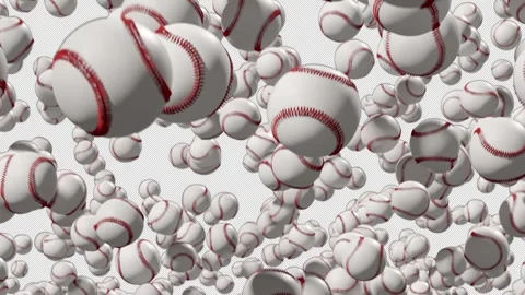 Looped Video of Falling Baseballs with Alpha Channel. 3D rendering. Stock Footage 252351239