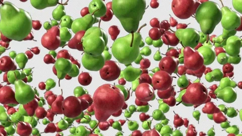 Looped Video of Falling Pears with Alpha Channel. 3D rendering. Video stock 251953046
