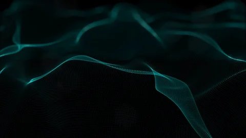 Looped virtual space. Background with particles form lines, surfaces, grid. V17 Stock Footage 92170109