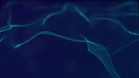 Looped virtual space. Background with particles form lines, surfaces, grid. V19 Stock Footage 92170148