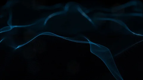 Looped virtual space. Background with particles form lines, surfaces, grid. V22 Stock Footage 92170192