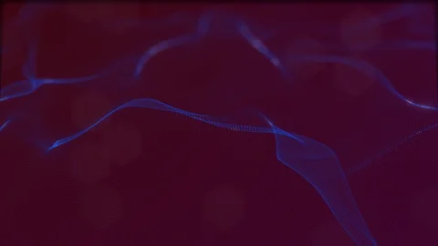 Looped virtual space. Background with particles form lines, surfaces, grid. V24 Video stock 92170224