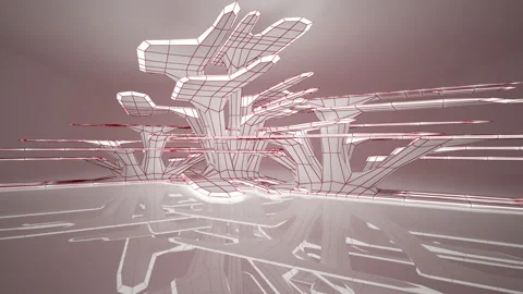 Looped visualization. Luxury abstract architectural background. Flying  Stock Footage 149575866