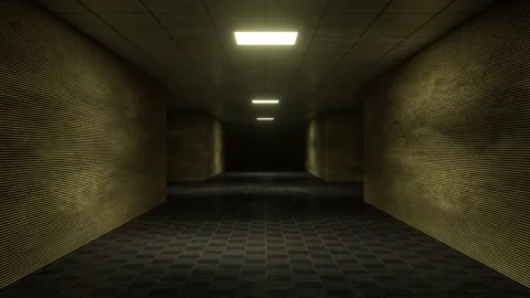 An Looped Walk Through An Liminal Corridor With A First‑Person Perspective. Stock Footage 346189801