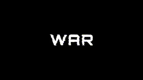 Looped War text typography animation 4k video with glitch effect isolated on bla Stock Footage 295852768
