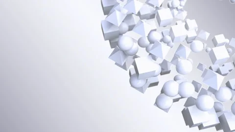 Looped white abstract 3D background with composition of geometric shapes Stock Footage 331526191