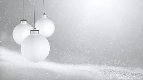 Looped white baubles with silver white blurred wavy winter background Stock Footage 339713603
