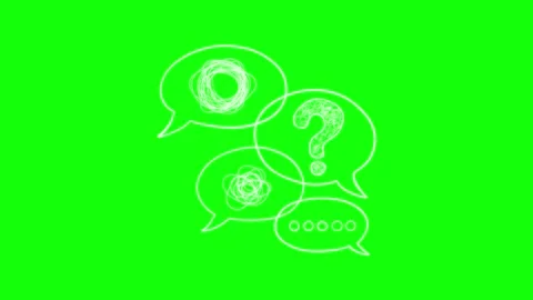 Looped white line speech bubbles animation with question mark and messy tangles. 動画素材 337375265