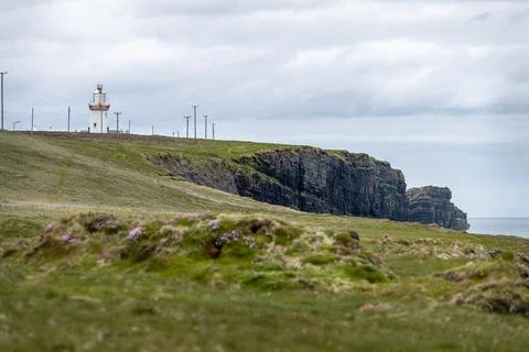 Loophead Lighthouse from the North Side Cliffs, County Clare, Ireland Stock Photos