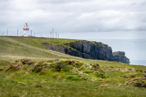 Loophead Lighthouse from the North Side Cliffs, County Clare, Ireland Stock Photos