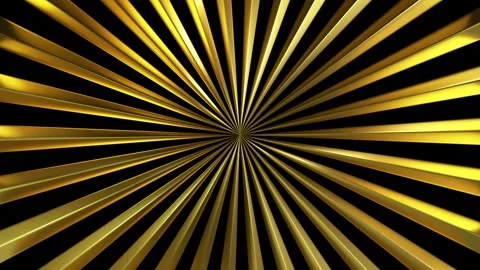 Looping 3D Abstract Background of Rotating Radial Gold Rays with Bold Geometric 库存影片 314734675