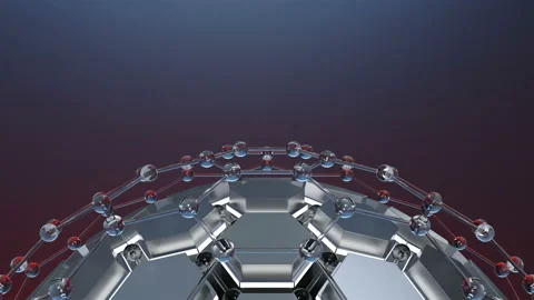 Looping 3D abstract glass net and hexagon sphere animation. Stock Footage 104671872