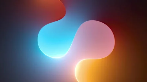 Looping 3d animation, abstract background illuminated with blue orange neon Stock Footage 167032078