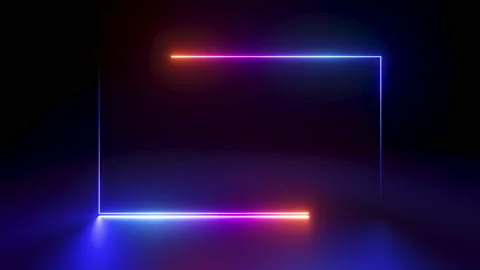 Looping 3d animation, abstract background with neon rectangular frame. Stock Footage 226951490