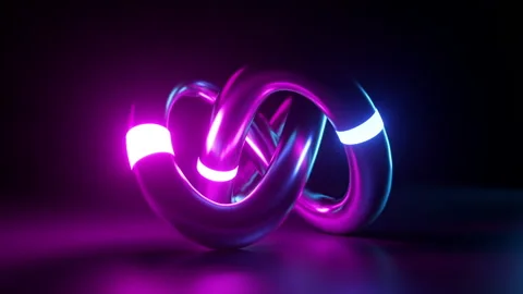Looping 3d animation, abstract background, glowing neon spiral ribbon helix Video stock 229706440