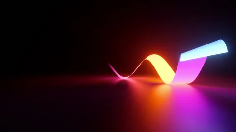 Looping 3d animation, abstract background, waving glowing neon ribbon Stock Footage 229706802