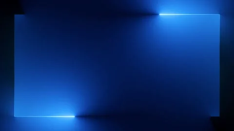 Looping 3d animation, abstract blue neon background with linear frame. Stock Footage 250456952