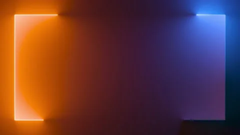 Looping 3d animation. Abstract cycled background with red blue neon frame Stock Footage 196010798